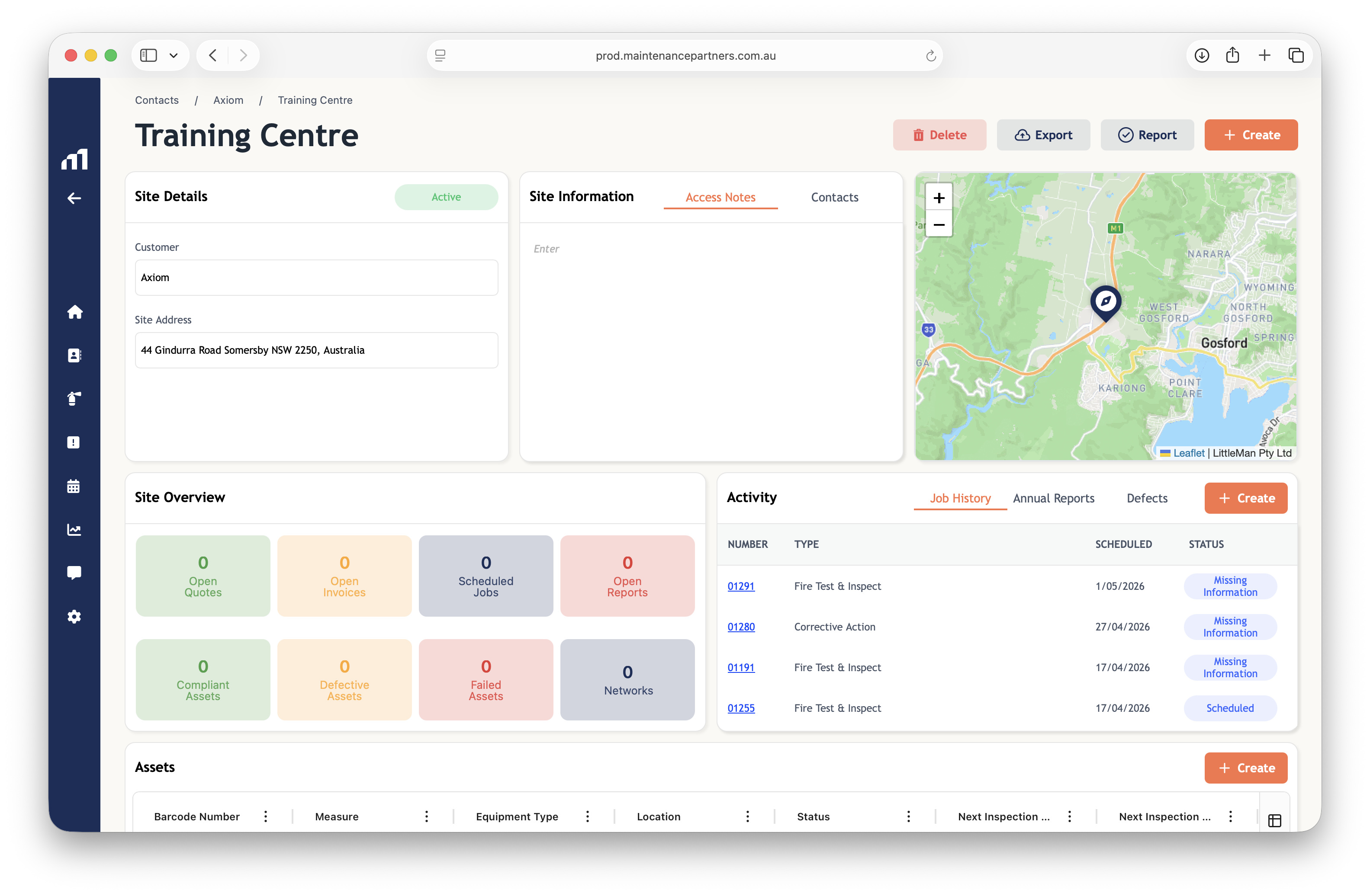 Client record with linked billing data inside Maintenance Partners